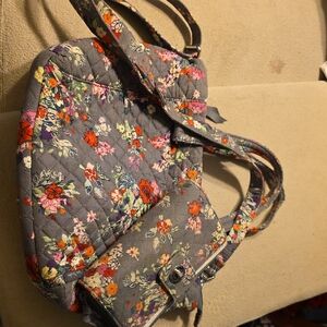 Vera Bradley Gray Floral Quilted Shoulder Bag With Matching Wallet